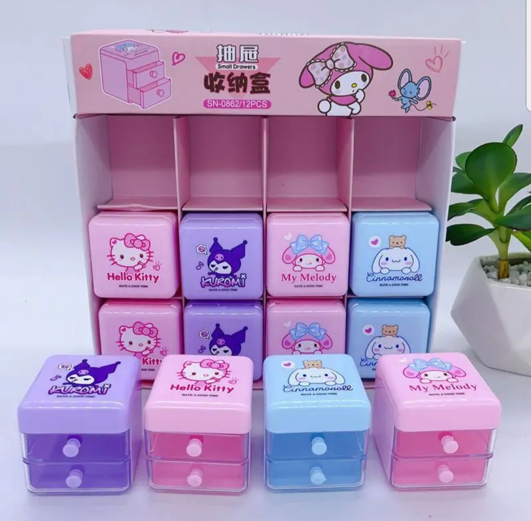 Hello Kitty Double Drawer Storage Box, Cute Cartoon Mini Drawer For Kids, Child Desktop Storage Box Hello Kitty Double Drawer Storage Box, Cute Cartoon Mini Drawer For Kids, Child Desktop Storage Box